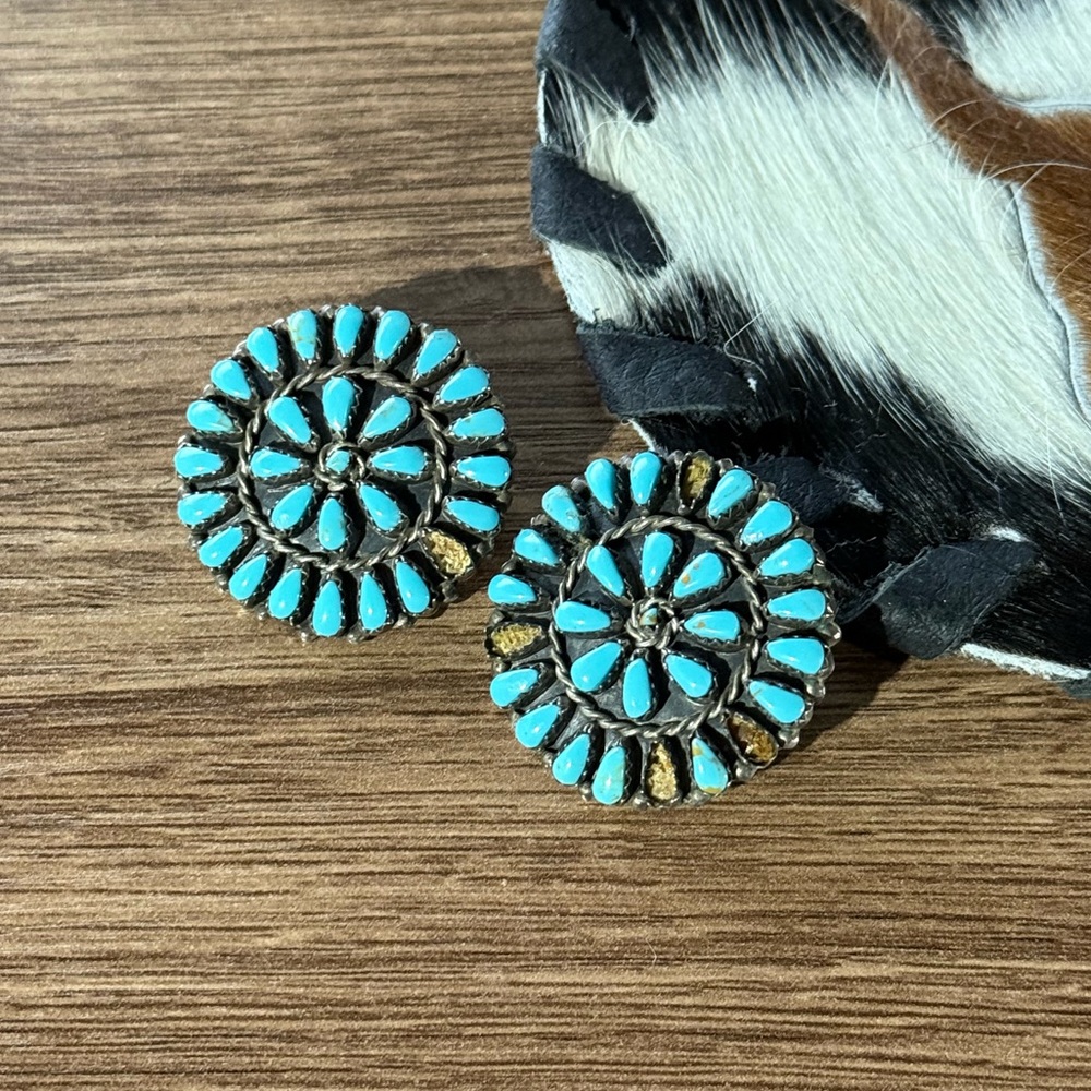 Turquoise Floral Cluster Earrings - MISSING STONES